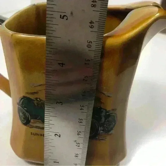 Vintage Wade ceramic jug vase featuring painted antique Bugatti and Sunbeam cars - Picture 9 of 10